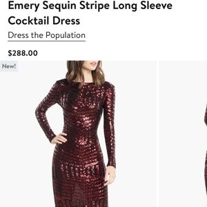 Emery Sequin Stripe Long Sleeve Cocktail dress